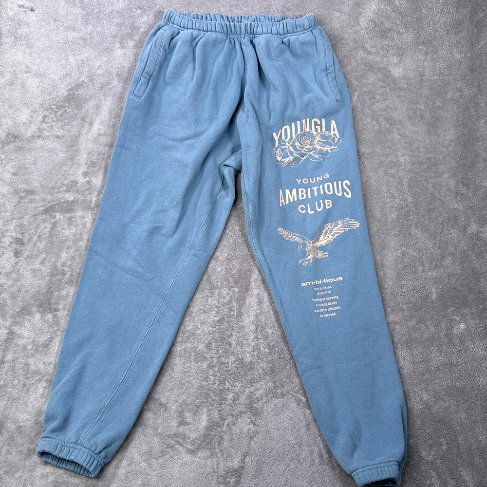 eMen Large Blue Young Ambitious Club Graphic Joggers 1251